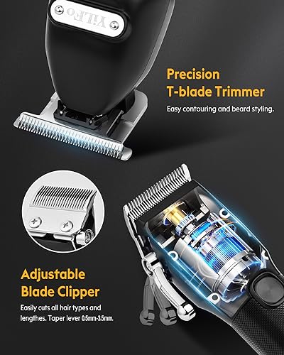 YiLFo Hair Clippers for Men Professional- Beard Hair Trimmer, Cordless Barber Clippers Kit, LED Display Hair Cutting Kit, T Liners Edgers Clippers and Trimmers Grooming Set, Shaving Kit for Mens Gift
