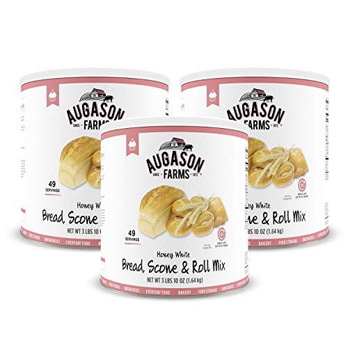 Augason Farms Honey White Bread Scone & Roll Mix 3 lbs 10 oz No. 10 Can 3-pack (no. 10 can)