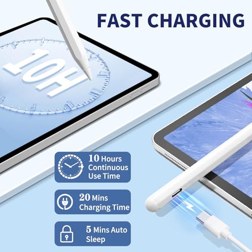 iPad Pencil 9th&10th Generation, Fast Charge Stylus Pen for iPad Palm Rejection and Tilt Sensitivity, Compatible with iPad Pro 11/12.9in, iPad Mini 5/6, iPad 6/7/8/9/10, iPad Air 3/4/5 (Blue)
