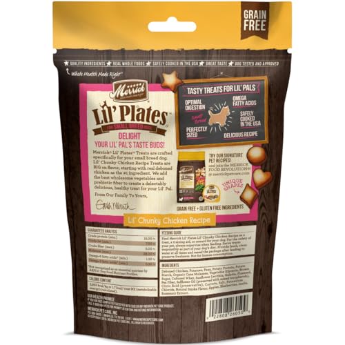 Merrick Lil’ Plates Grain Free Small Dog Treats, Natural Training Treats For Small Dogs, Lil’ Chunky Chicken - 5 oz. Pouch