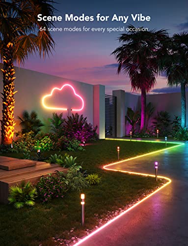 Govee Outdoor Neon Rope Lights, 32.8ft RGBIC IP67 Waterproof Halloween Decorations with 64 Scene Modes, Music Sync, Flexible LED Outdoor Lights, Halloween Lights Work with Alexa, Google Assistant