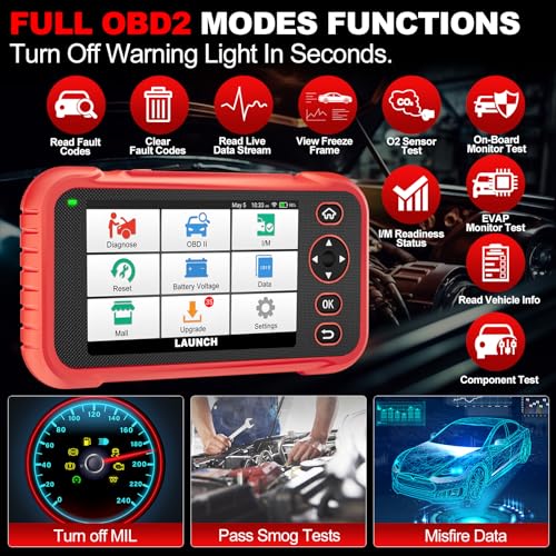 LAUNCH CRP129E Plus OBD2 Scanner, All System Diagnostic Scan Tool, Lifetime Free Update, 8 Reset Oil/TPMS/EPB/SAS/BMS/Throttle Reset, Injector Coding, FCA AutoAuth,Auto VIN, Battery Test for 85+Brand