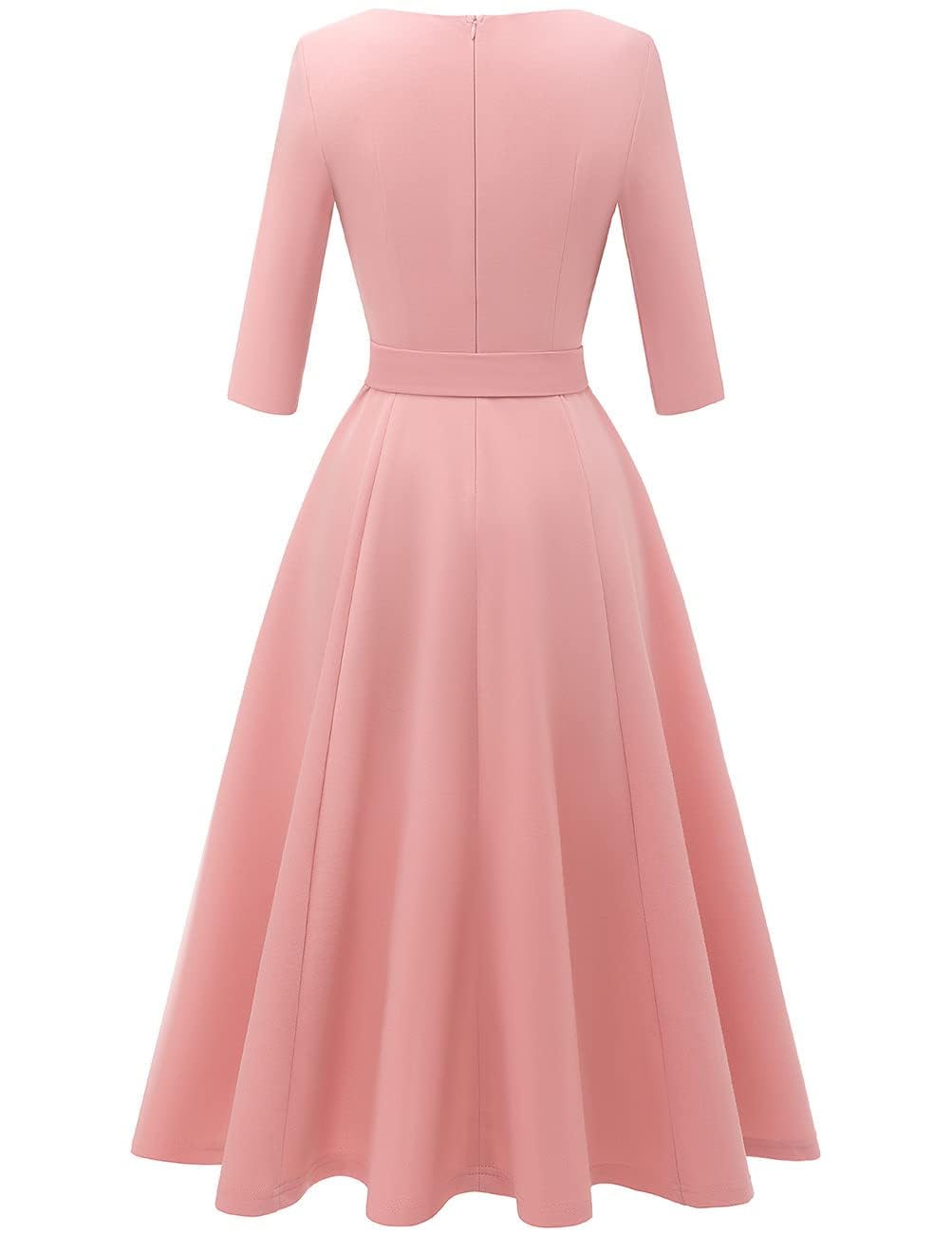 DRESSTELLS Cocktail Dress, Women's Wedding Guest Dresses, 3/4 Sleeves 1950s Vintage Tea Party Dress, 2024 Fall Homecoming Dress, Fit and Flare Casual Dress Blush M