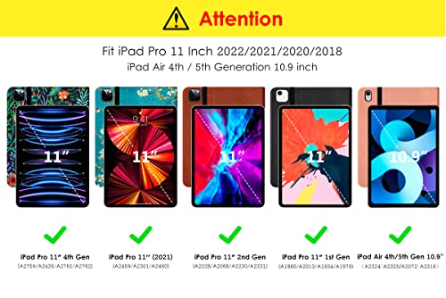 DTTO Premium Synthetic Leather iPad Case, Protective Cover for iPad Pro 11 Inch and iPad Air 4, Auto Wake/Sleep Function, Built-in Hand Strap, Front Document Card Pocket