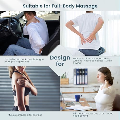 Careboda Shiatsu Neck and Back Massager with Soothing Heat, Electric Shoulder Massage 8 Nodes Deep Tissue 3D Kneading Massages for Pain Relief Gray