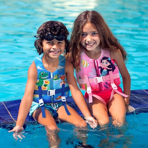 Welebar Toddler Swim Vest, Floaties with Adjustable Safety Strap for Boys and Girls Aged 2-10 Years/22-88lbs