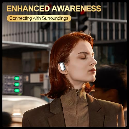 Open Ear Headphones Bluetooth,Wireless Earbud with Ear Hooks, 5.4 Bluetooth Headphones Earbuds with 50H Playtime,Waterproof Earbuds with LED Display Charging Case for Running Fitness,Work