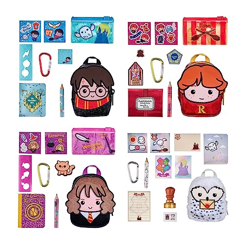 REAL LITTLES Harry Potter Wizarding World Backpack with 6 Micro Stationery Surprises Inside! 4 to Collect - Harry Potter, Hermione Granger, Ron Weasley and Hedwig - Styles May Vary