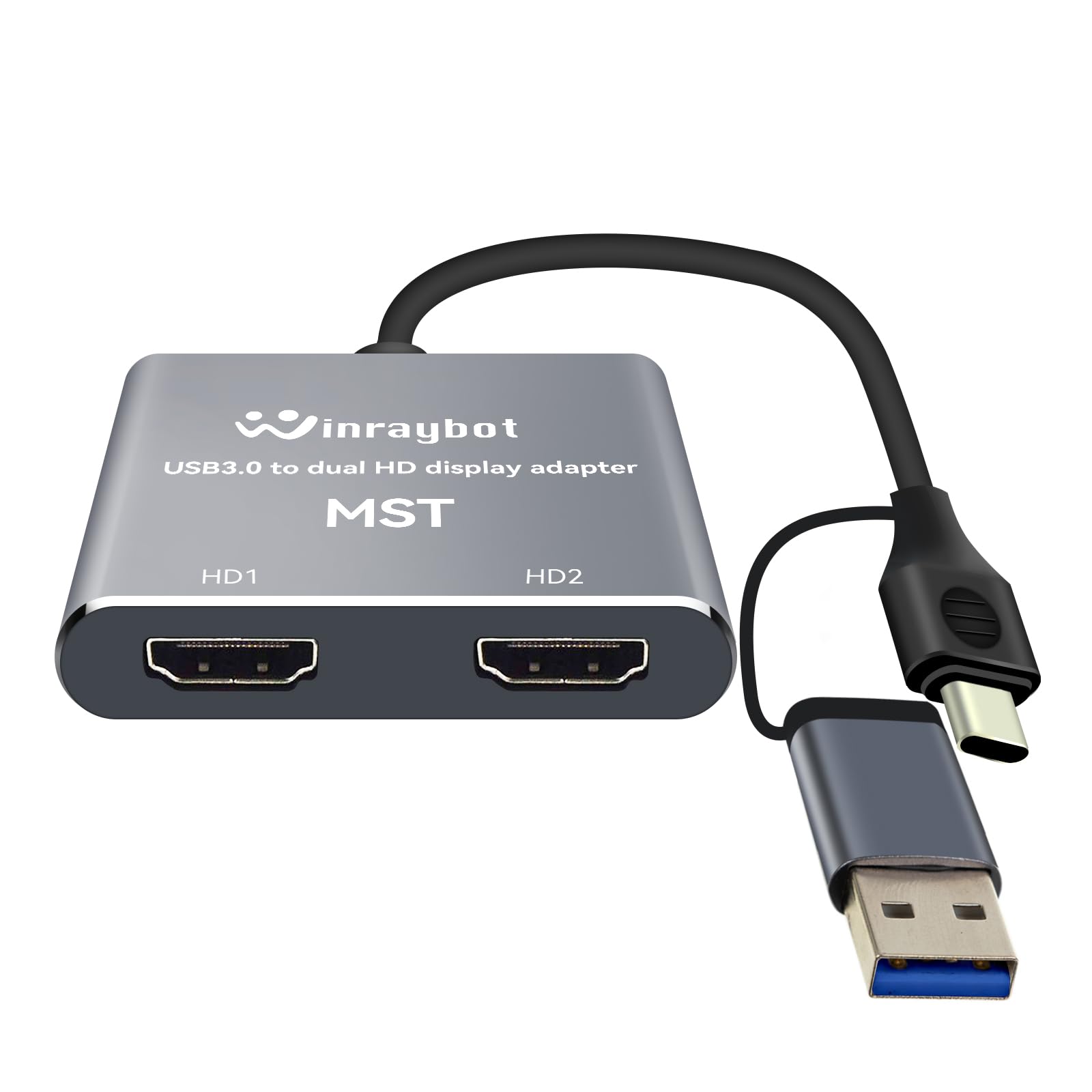 USB to HDMI Adapter for 2 Monitors-USB3.0 to Dual hdmi Adapter for 3 Monitors-USB to displayport Adapter Supports Mac & Windows/Dual HDMI Extender -External Video & Graphics Card Adapter