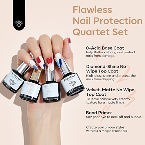 Modelones 20 Colors Gel Nail Polish Kit, Fall Pink Brown Nude Orange Gel Polish Set with Glitter, Glossy and Matte Top Base Coat Home DIY Manicure Nail Art Design Gifts