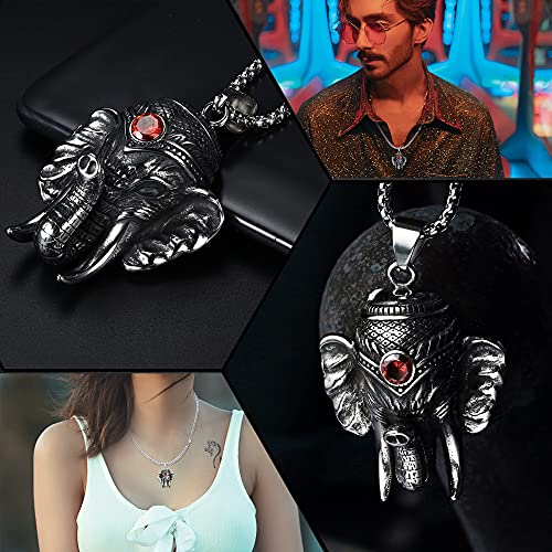 MUSECLOUD Black Elephant Necklace for Men Gothic Jewelry Stainless Steel Necklaces Goth Pendant Halloween Jewelry Punk Necklace