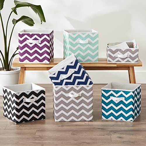 DII Non Woven Polyester Storage Bin, Chevron, Aqua, Small Set of 2