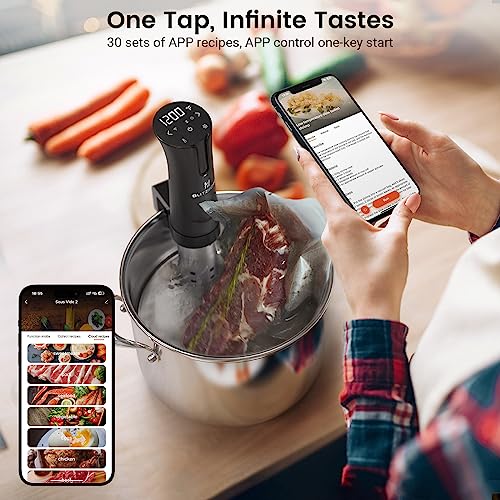 BLITZHOME Sous Vide Machine, WiFi APP Included, 1100W Sous Vide Cooker with Accurate Temperature & Timer, Ultra Quiet Stainless Precision Immersion Circulator Device, Kitchen Gadgets with Recipes