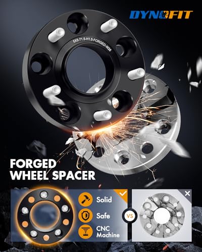 dynofit 1.5" 5x5 Wheel Spacers for 2007-2018 Jeep Wrangler JK, 1999-2010 Grand Cherokee WJ WK, 71.5mm HubCentric Wheel Spacers for 2005-2010 Commander XK, 1/2"-20 Thread, 1.5 inch Forged Spacers, 4Pcs