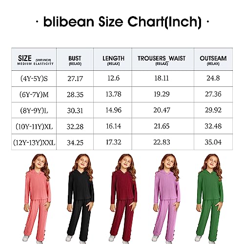 blibean Tween Girls Fall Sets Two Piece Outfit Little Kids Sweatshirt Clothes Active Sweat Pants Tracksuits Age 4T-5T (Size 4-5 Year) Green