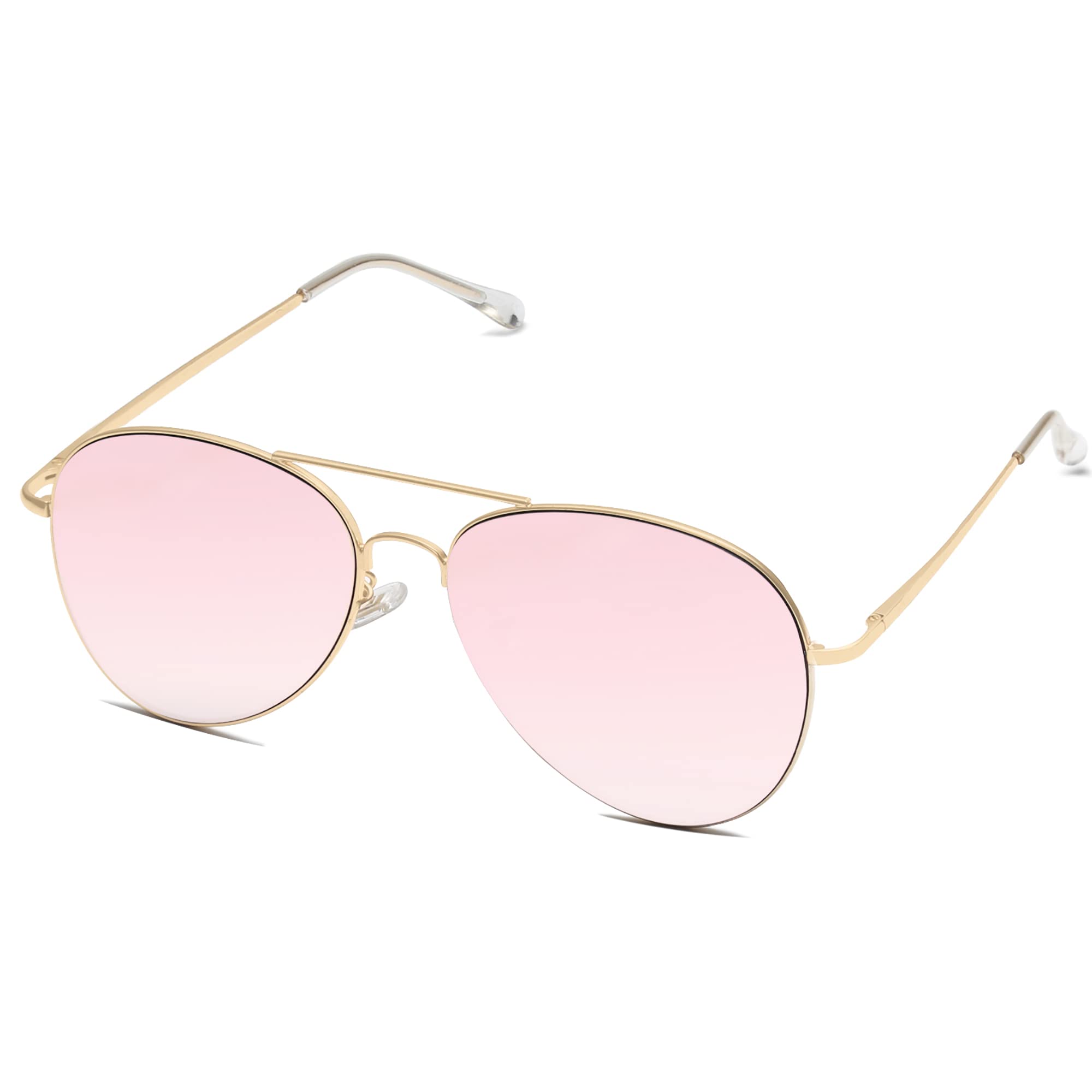 SOJOS Classic Aviator Sunglasses for Women Men Metal Frame Spring Hinges SJ1030, Gold/Pink