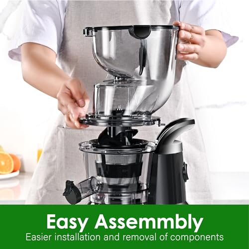 Kitchen in the Box Cold Press Juicer Machines,Slow Masticating Juicer Machine, With 3.26" Wide Feed Chute for Whole Fruits and Vegetables,BPA-Free,High Juice Yield Juicer Maker,Easy to Clean (Black)