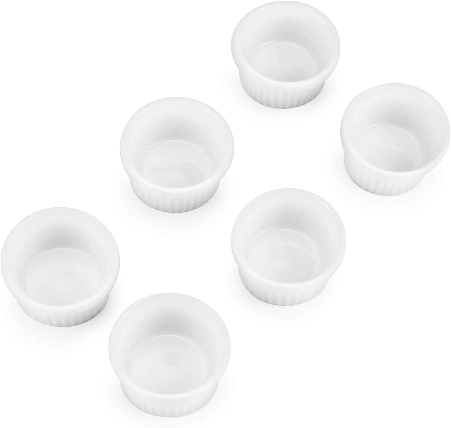 Kÿchen Mini Ramekins 1 oz. 30 ml|Microwave & Oven Safe, Porcelain Souffle Dish, Dipping Sauce, & Small Dessert Cups| 6 Count