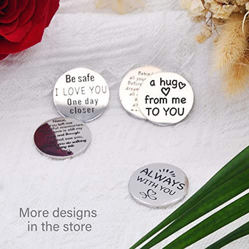 Inspirational Pocket Hug Token Gift, Long Distance Relationship Keepsake Stainless Steel Double Sided，Pocket Hug Token Gift for Family Friends Daughter Son Boys Girl-A Hug From Me To You