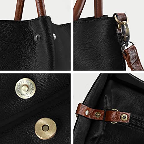 KITATU Handbags for Women Purses Vegan Leather Satchels Top-Handle Tote Shoulder Bags Designer Crossbody Bag Set 2pcs (Beige)