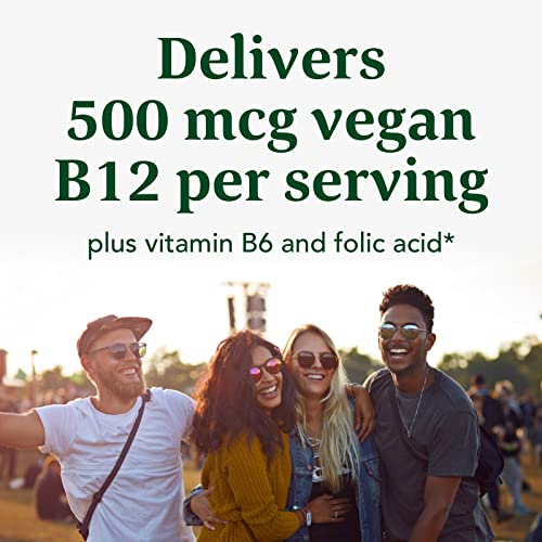 MegaFood Vegan Vitamin B12 - Vitamin B Supplement with Vitamin B6, B12 Vitamins & Folic Acid - Supports Cellular Energy Production, Nervous System Health & Cardiovascular Function - 30 Tablets