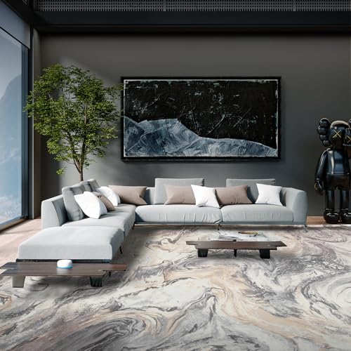 2x6 Runner Rug for Hallways Kitchen Modern Abstract Washable Runner Rug Blue Soft Non Slip Marble Carpet Runner for Laundry Entryway Bedroom Bathroom