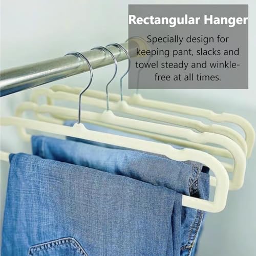 Pants Hangers Non Slip - 20 Pack Velvet Hangers for Closet - Thin Space Saving Clothes Hanger - Strong, Durable, Jean Hangers with 360 Degree Rotatable Hook, Tank Top Hangers for Bra, Shorts (Beige)