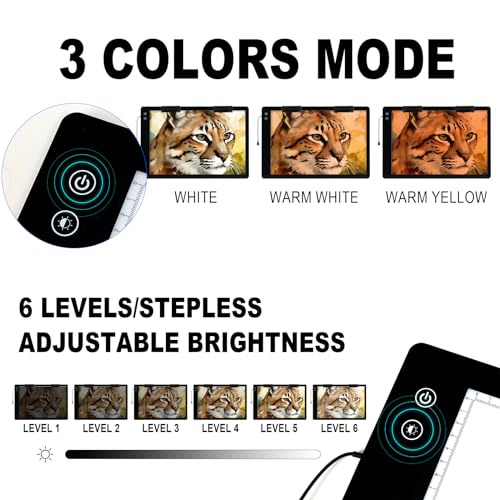 A4 Rechargeable Light Pad with Carry Bag, KOBAIBAN Wireless Magnetic Tracing Light Box, 5-Level Brightness LED Light Tablet Board, Cordless Battery Powered Light Drawing Table for DIY Diamond Painting