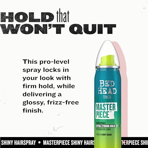 Bead Head by TIGI Masterpiece Shiny Hairspray with Strong Hold - For All Hair Types - Extra Strong Hold & Shiny Finish - Use on Dry Hair - Premium Hair Care Products for Women & Men - 2.0 oz (2 Pack)