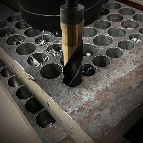 COMOWARE 1" Reduced Shank Drill Bit, HSS M2, Black & Gold Drill Bit with 3-Flat 1/2" Shank, 135° Split Point, Metal Drills Bits for Steel/Aluminum/Iron/Plastic/Wood, for Electricians & DIY