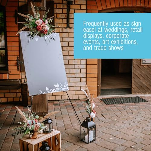 U.S. Art Supply 63" High Heavy Duty Steel Easy Folding Display Easel (Pack of 6 Easels) - Adjustable Height Display Holders - Portable Tripod Stand, Presentations, Event Signs, Posters, Holds 10 lbs