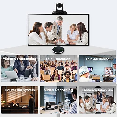 TONGVEO All-in-One Conference Room Video Camera System Bundle HD 1080P 60fps 3X Optical Zoom USB3.0 HDMI PTZ Camera and Bluetooth Conference Speakerphone with Microphones