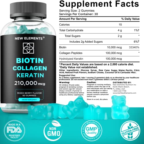 Biotin Gummies with Keratin & Collagen Peptides - Advanced Supplement for Hair Growth Treatment for Men & Women Hair Skin and Nails Vitamins – Biotin 10000mcg | Keratin 100000mcg | Collagen 100000mcg