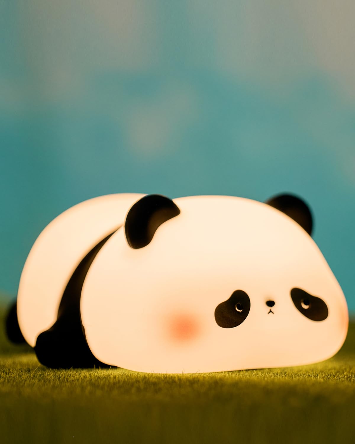 ATSUI Cute Panda Night Light, LED Squishy Novelty Animal Night Lamp, Food Grade Silicone 3 Level Dimmable Nursery Nightlight for Desk Decor, Funny Gifts Stuff for Boys Girls Baby, White Elephant Gifts