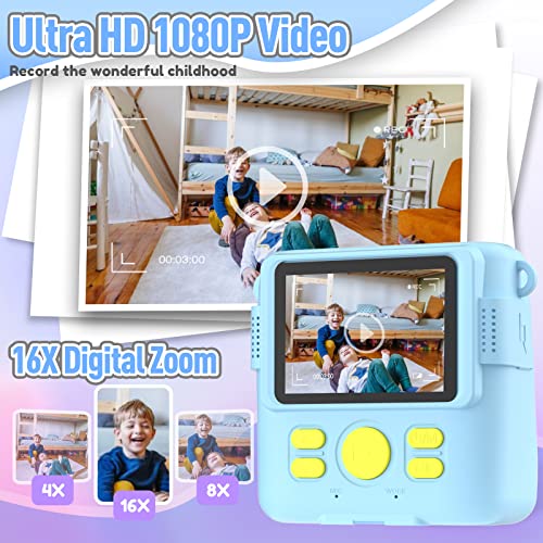 ESOXOFFORE Kids Camera Instant Print, Christmas Birthday Gifts for Kids Age 3-12, Selfie Digital Camera with 1080P Videos,Toddler Portable Travel Camera Toy for 4 5 6 7 8 9 Year Old Boys