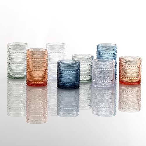 Fortessa Orbetto Outdoor Hobnail Plastic Drinkware Collection, DOF Beverage Cocktail Glass 4 Pack, 10.5 Ounce, Clear