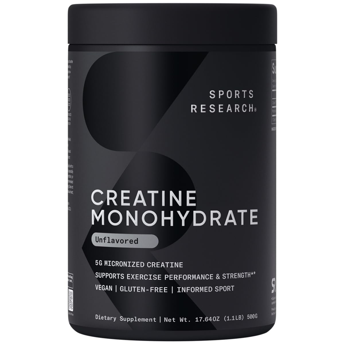 Sports Research Creatine Monohydrate - Gain Lean Muscle, Improve Performance and Strength and Support Workout Recovery - 5 g Micronized Creatine - 10.58 oz