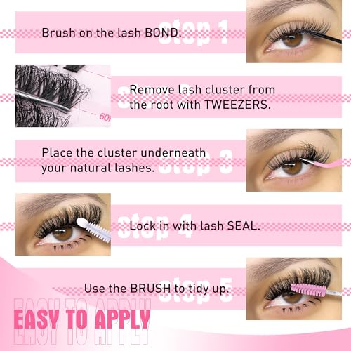 ALPHONSE Fluffy Lash Clusters with Bottom Lashes 12-20MM Cluster Eyelash Extensions Thick Volume Individual Lashes 320pcs DIY Lash Extension Clusters for Beginners (80D+100D)