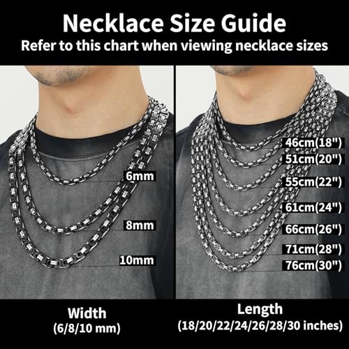 Flat Byzantine Chain for Men Stainless Steel Neck Chain 6mm 18 inch Male Necklace Choker