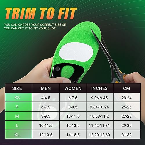 PCSsole Heavy Duty High Arch Support Insoles for Men and Women - 220+ lbs Strong Arch Support with Comfort Gel - Plantar Fasciitis Relief