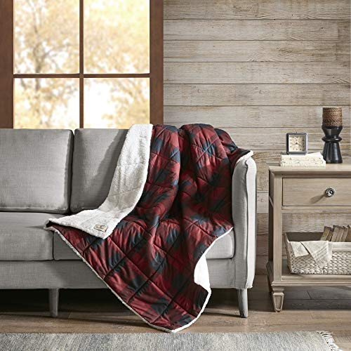 Woolrich Oversized Reversible Throw Blankets Premium Diamond Quilting, Cabin Lifestyle, Soft, Cozy Spun with Sherpa Reverse Cover for Couch, Bed and Office, 50x70, Anderson Grey