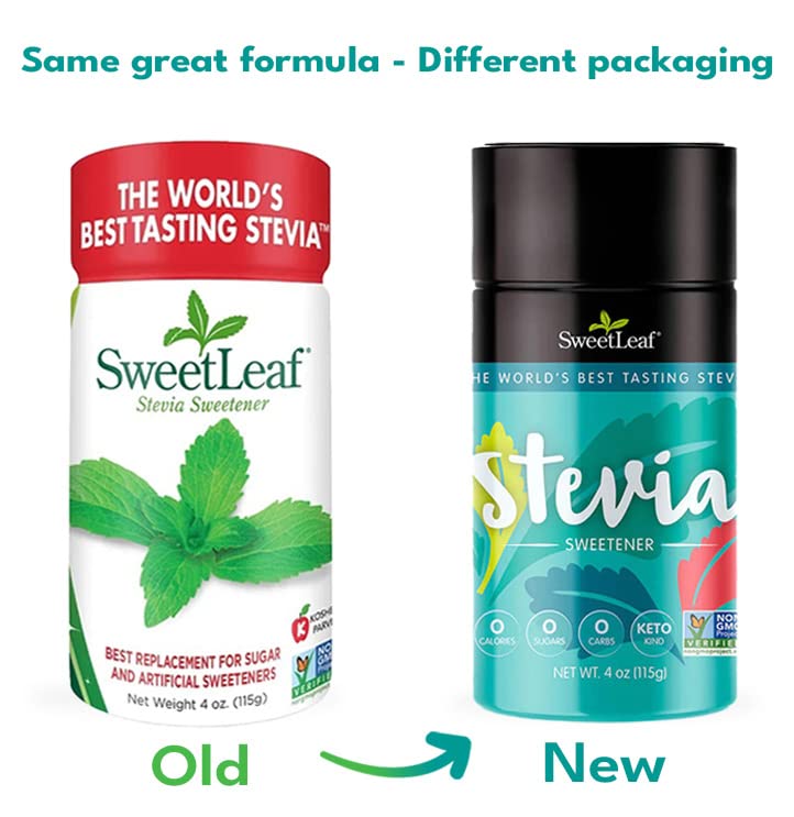 SweetLeaf Stevia Powder Shaker Jar - Zero Calorie Sweetener with Stevia Leaf Extract, No Artificial Sweetener Additives, Sugar Free, Keto Friendly, Non GMO, Gluten Free - 4 Oz (Pack of 1)