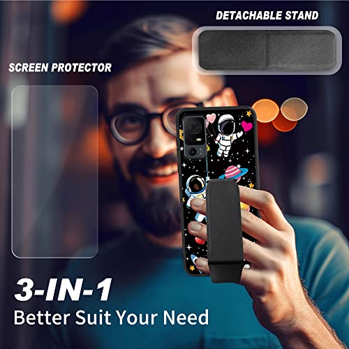 RYUITHDJP for TCL 40XE Case Cow Pint Theme with Screen Protector Detachable Stand Phone Case for TCL 40 XE Case Soft TPU Stylish Protective Cover