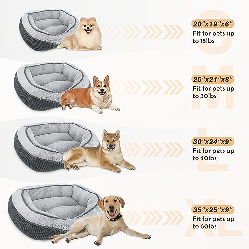 SIWA MARY Dog Beds for Small Medium Large Dogs & Cats. Washable Pet Bed, Orthopedic Dog Sofa Bed, Luxury Wide Side Fancy Design, Soft Calming Sleeping Warming Puppy Bed, Anti-Slip Bottom