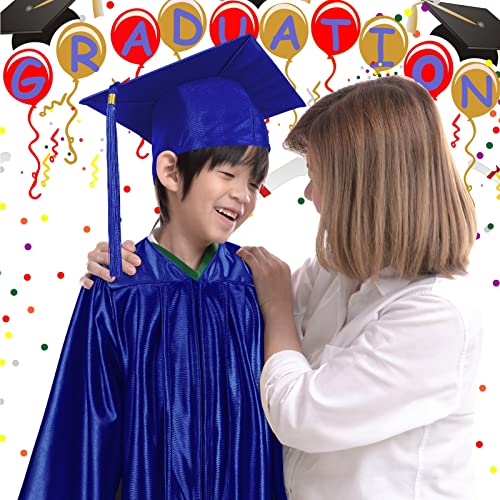 Leumoi 24 Pcs Kids Graduation Cap and Gown Tassel 2025 Graduation Costume Kindergarten Gown for Party(Small, Kids,Blue)