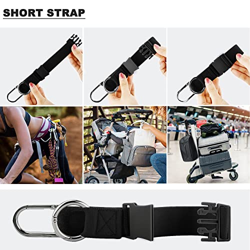 ZINZ Elastic Jacket Gripper Travel Strap with D-Ring Hooks and Buckle, Suitcase Straps Belts Travel Accessories, Makes Your Hands Free,Black