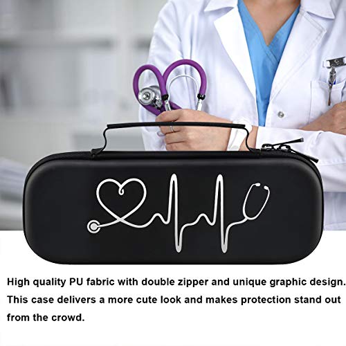 BOVKE Travel Stethoscope Case for 3M Littmann Classic III, Lightweight II S.E, MDF Acoustica Lightweight Stethoscopes, Mesh Pocket for Pen Lights, Medical Scissors, Nurse Accessories for Work, Black