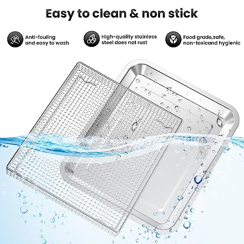 Stainless Steel Baking Tray Pan and Air Fryer Basket Compatible with Cuisinart Airfryer TOA-060 and TOA-065 (With Cuisinart Airfryer models TOA-060 and TOA-065)