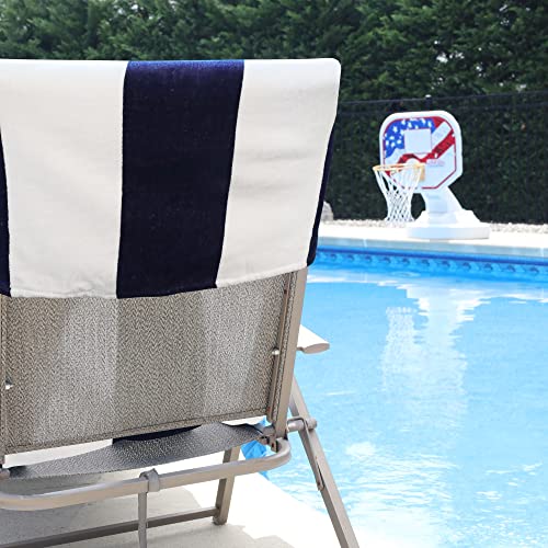 Superior Cabana Cotton Lounge Chair Cover, Outdoor Towel/Chaise Furniture Covers, Terry Cloth, Beach, Spa, Swim Accessories, Pool Chair Cover, Soft, Quick Drying, 32" x 102", Blue