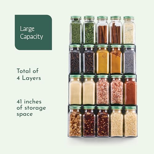 Metal Spice Drawer Organizer (10-1/4" Spice Rack - Expandable) Spice Rack for Drawer Organizer for Cabinet and Drawer with Inclined Racks for Easy Reach Seasoning Organizer No Tools Required